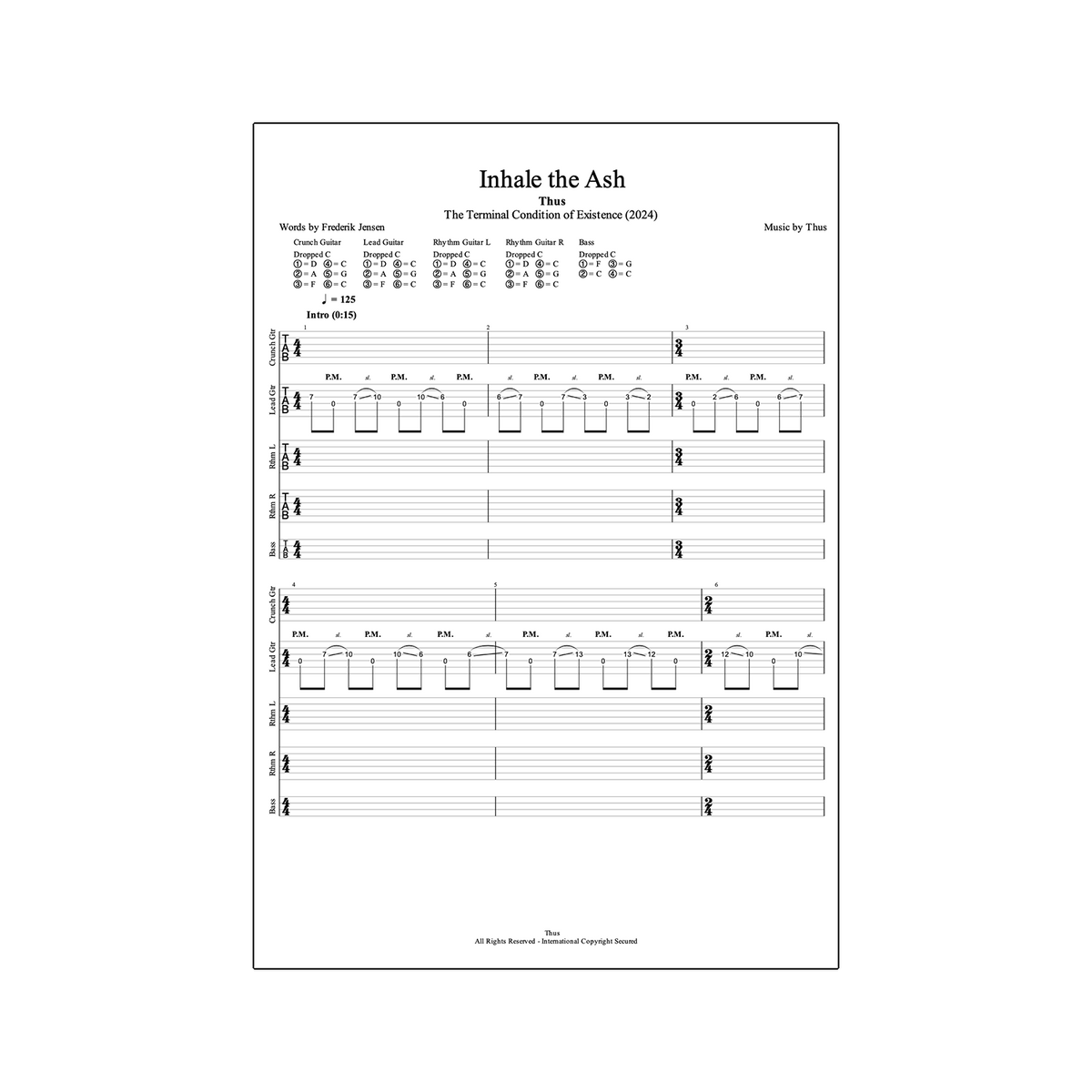 "The Terminal Condition of Existence" - Guitar & Bass Tabs